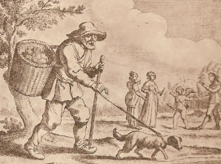 Historische illustratie van de witte stok