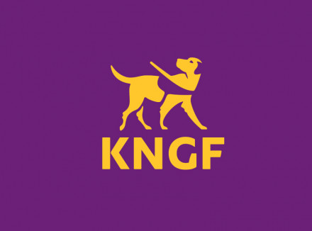 Logo KNGF Geleidehonden op paarse achtergrond