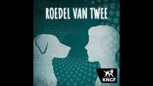 logo roedel van twee: illustratie van een hond en mens die elkaar aankijken.
