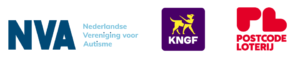 Logo KNGF Geleidehonden, Nederlandse Vereniging voor Autisme en Nationale Postcode Loterij