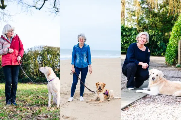 Janneke, Atie en Patricia met hun KNGF honden