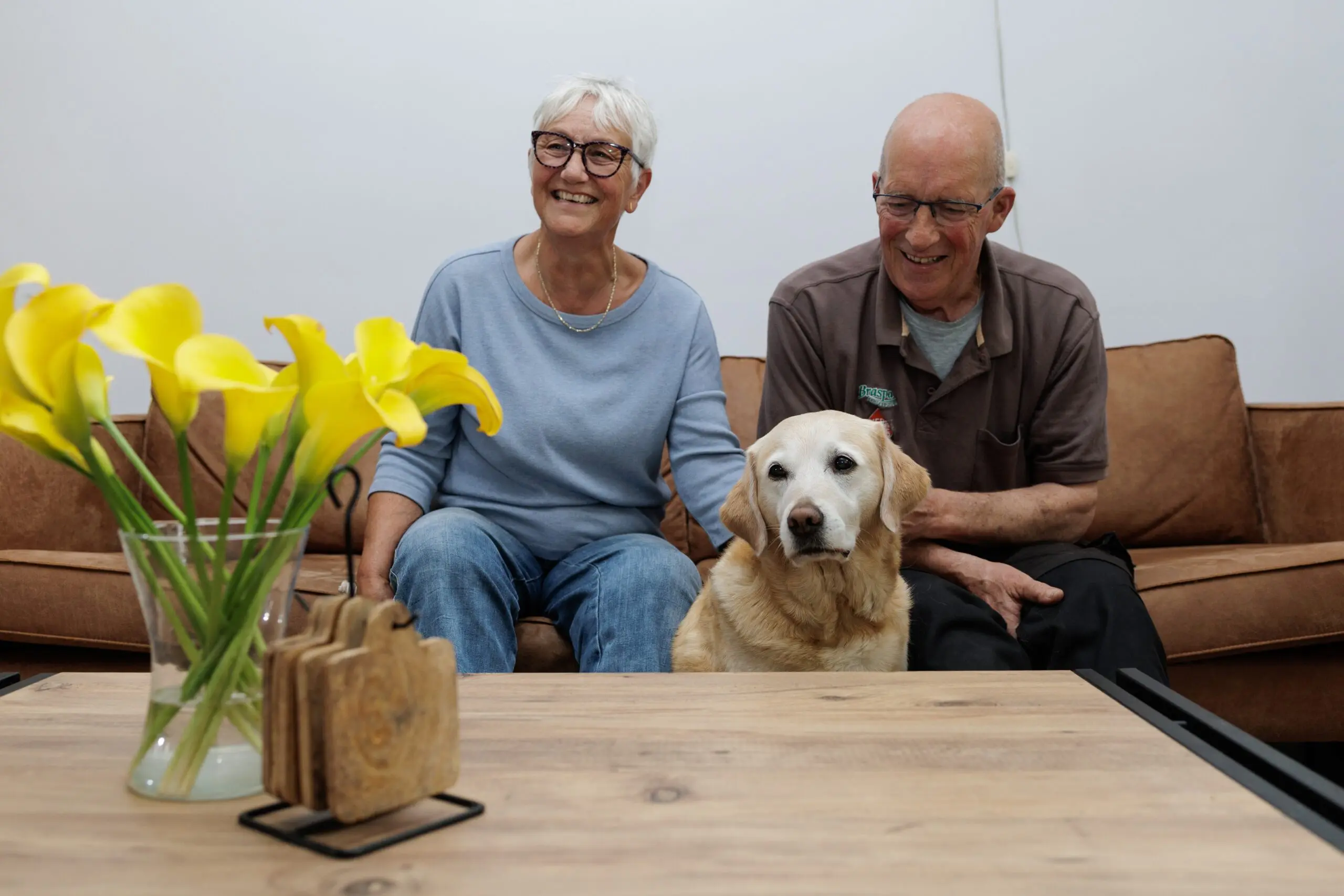 Adoptiegezin en pleeggezin Woutering met pensioenhond Dulcy